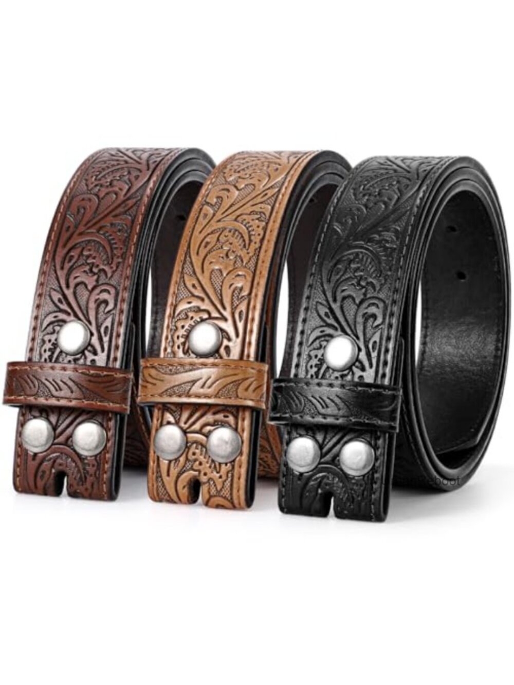 3 Pack Western Belts Without Buckle Cowboy Belt for Men Women Leather